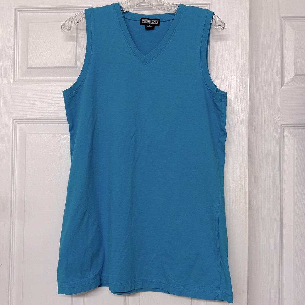Land's End V Neck Turquoise Swim Cover Sz S (6-8)